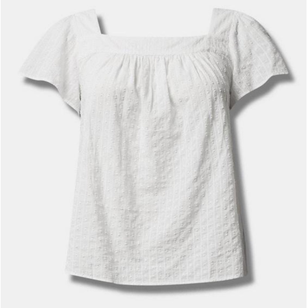 🆕Torrid Clip Jacquard Square Neck Flutter Sleeve Top